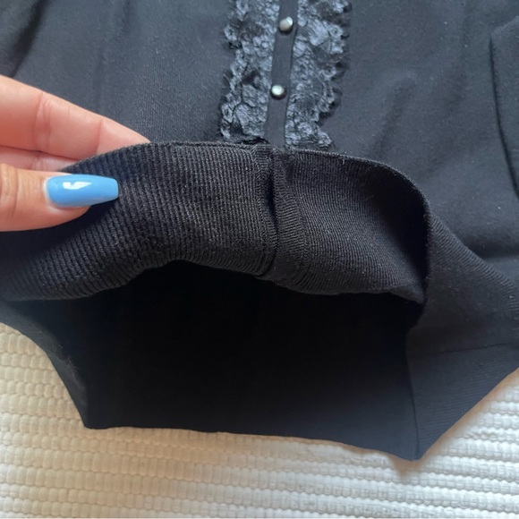 Spence Knits Black 3/4 sleeve Cardigan Sweater Ruffles Large - Picture 3 of 7